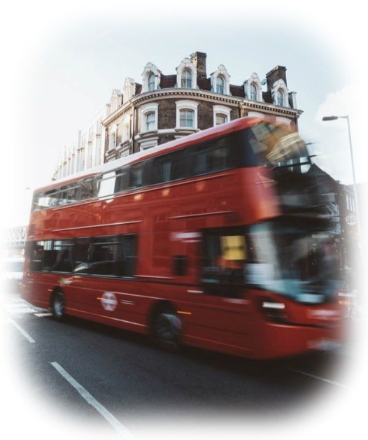 Motion blur image of bus